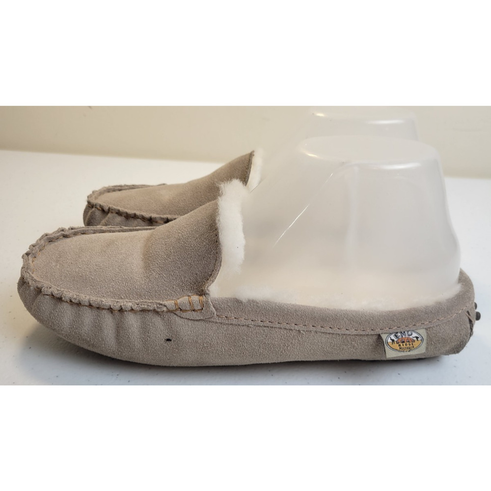 Emu Ridge Australia Tan Suede Shearling Lined Slippers Women's Size Small (6-7)